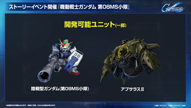 【Gジェネエターナル】第08MS小隊イベントでガンダムEz8やアプサラスIIIを入手可能。シローとアイナの性能も公開【ジージェネレーション エターナル】
