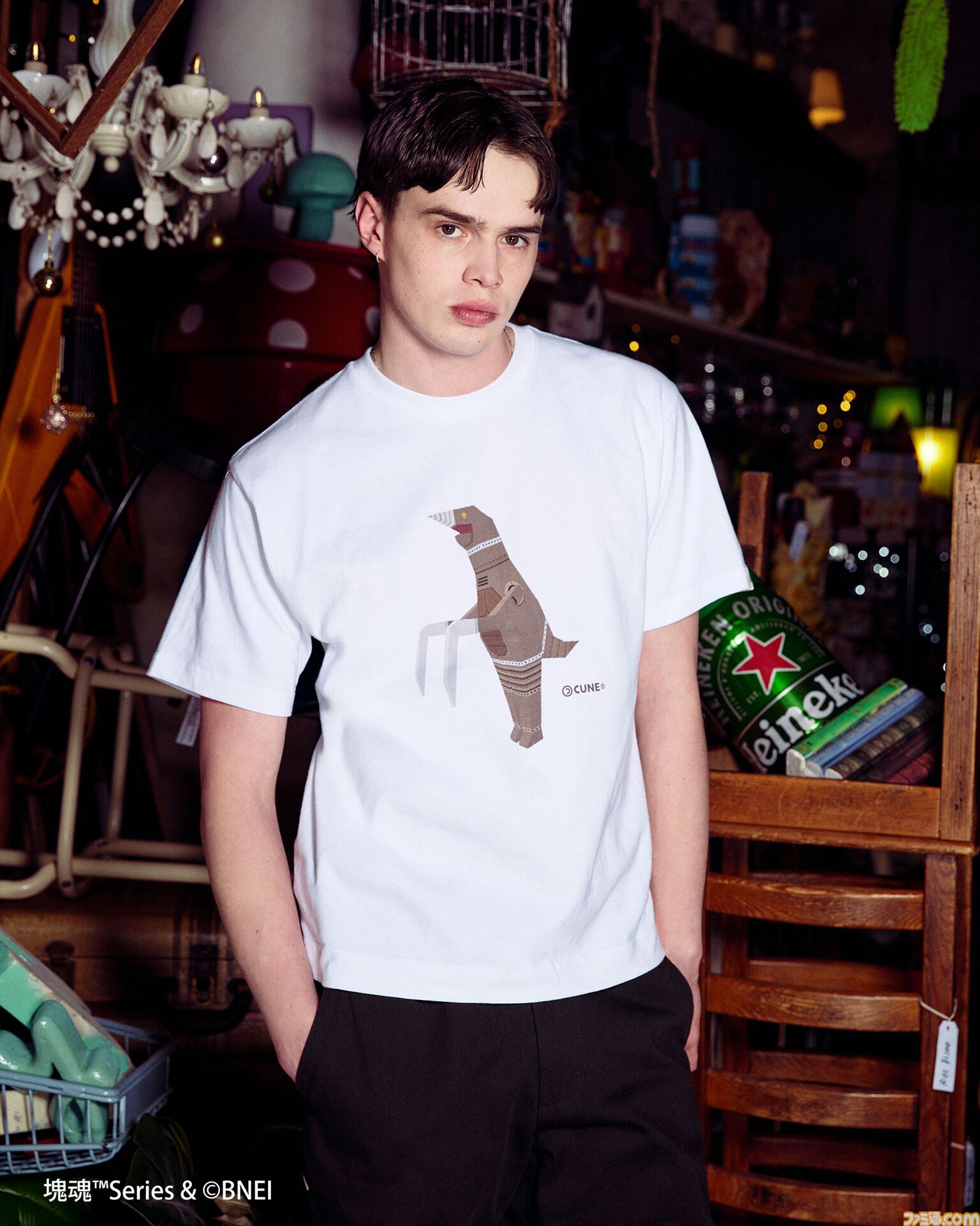 『もじぴったん』とCUNEがコラボ。ぴっ、たんのTシャツやもじくんパーカーなどが3月7日より発売。『塊魂』とのアイテムも3月14日より登場