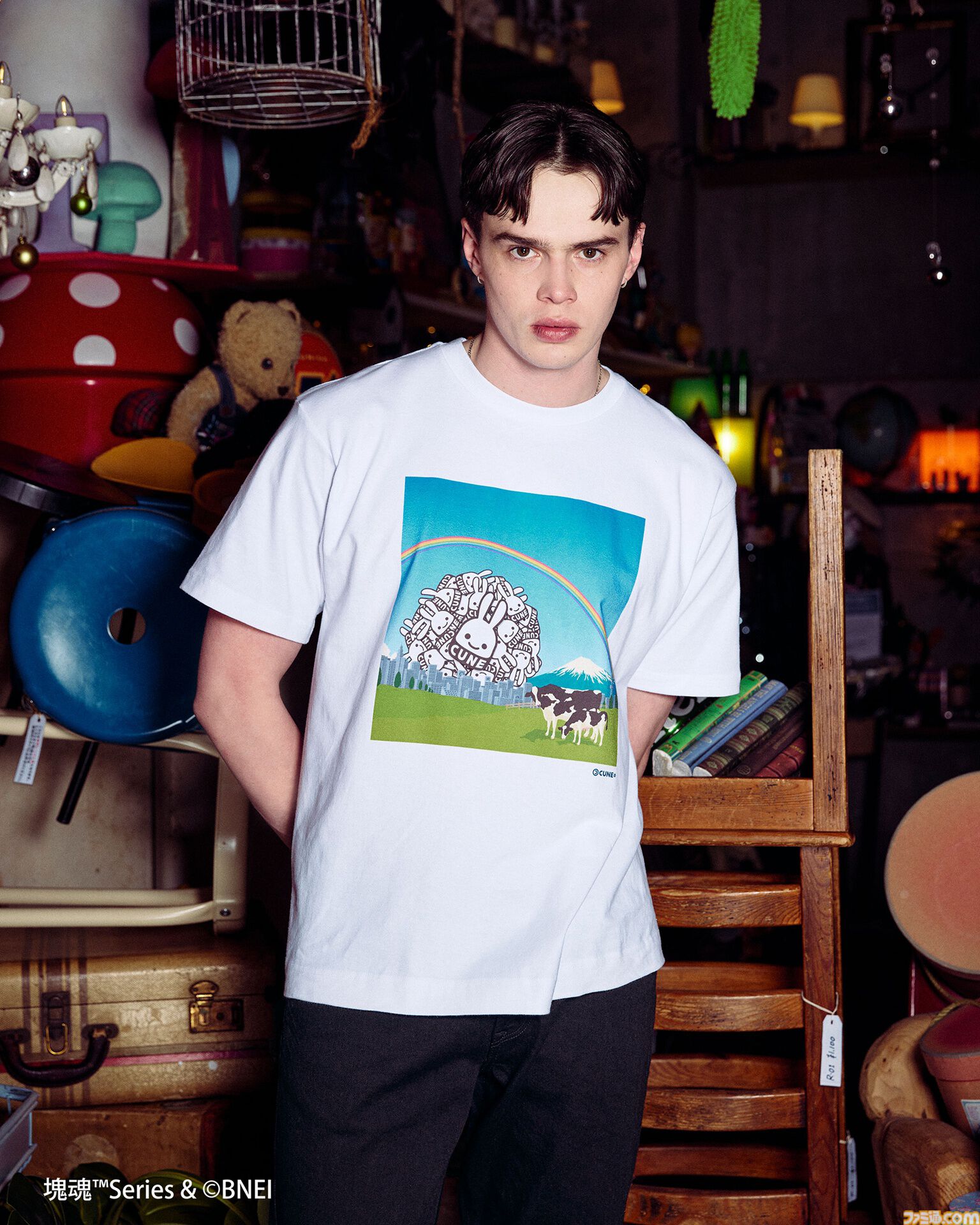 『もじぴったん』とCUNEがコラボ。ぴっ、たんのTシャツやもじくんパーカーなどが3月7日より発売。『塊魂』とのアイテムも3月14日より登場