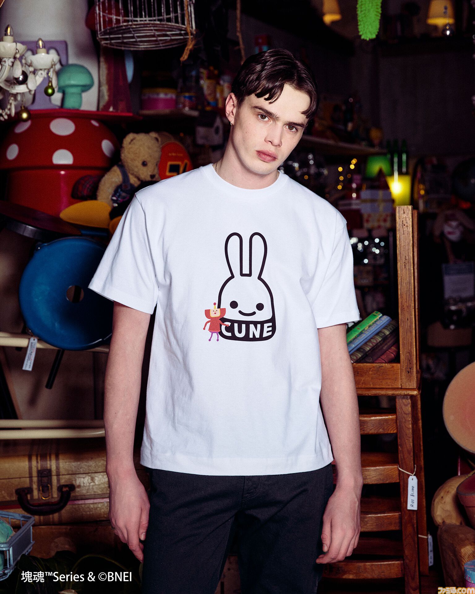 『もじぴったん』とCUNEがコラボ。ぴっ、たんのTシャツやもじくんパーカーなどが3月7日より発売。『塊魂』とのアイテムも3月14日より登場