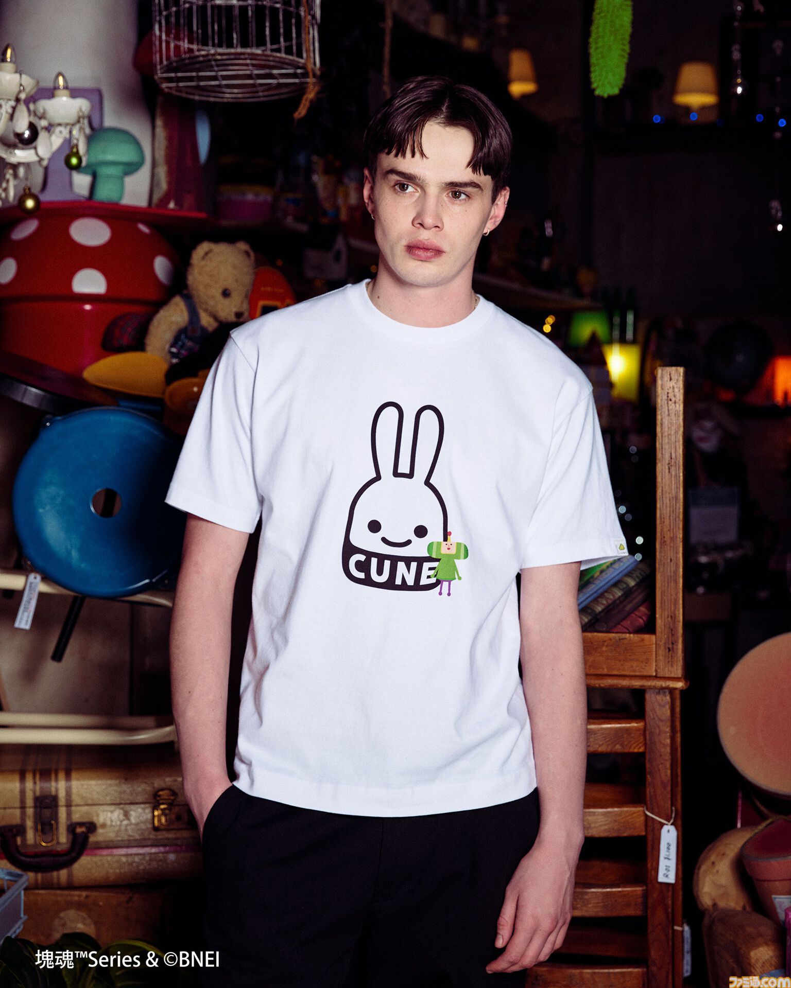 『もじぴったん』とCUNEがコラボ。ぴっ、たんのTシャツやもじくんパーカーなどが3月7日より発売。『塊魂』とのアイテムも3月14日より登場