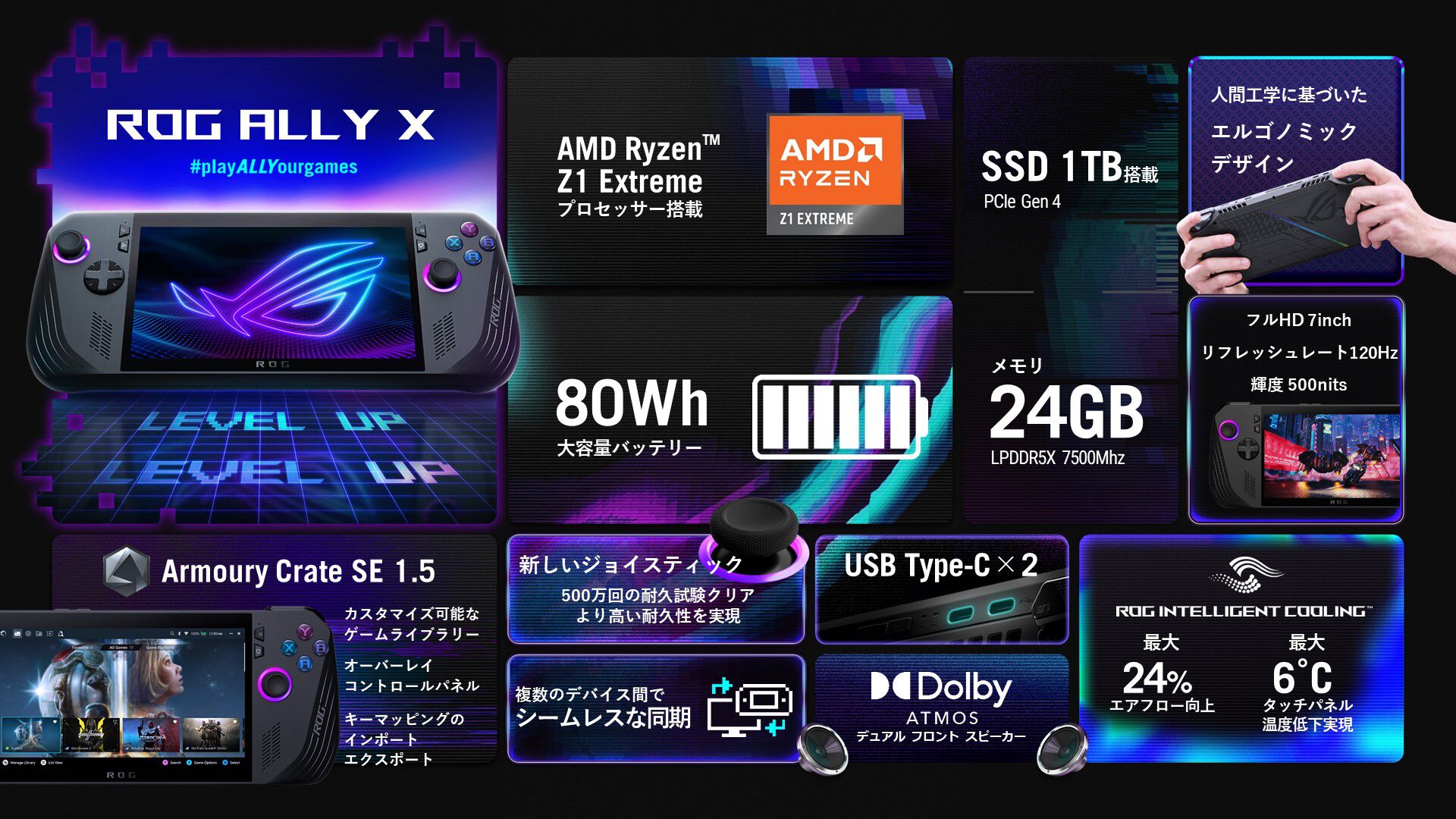 ASUS新作ポータブルゲーム機“ROG Ally X”発表。排熱処理が向上、バッテリーは初代モデルの2倍。取り扱いは2024年夏以降
