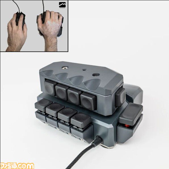 握って動かす片手操作デバイス“MoveMaster RSG”が国内向けに登場。本体上部をスライドして移動操作が可能。指先にフィットする10個の物理ボタンも搭載