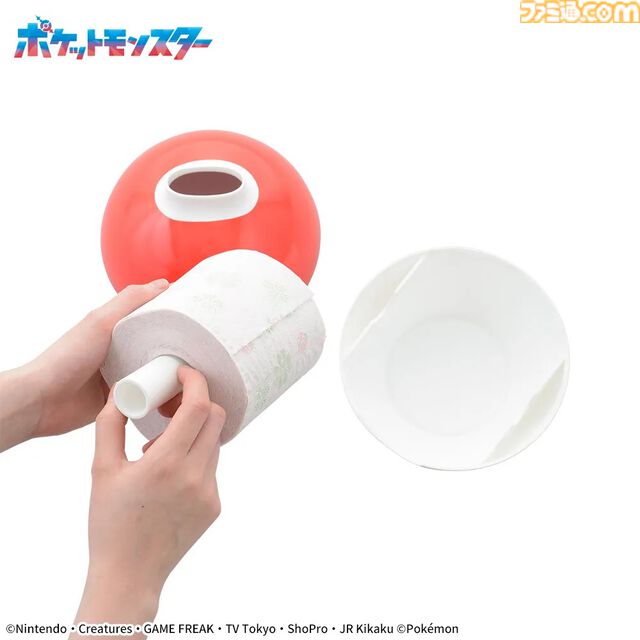 『ポケモン』モンスターボール風デザインのティッシュケースがプライズで登場。ティッシュペーパーとロールペーパーで使える