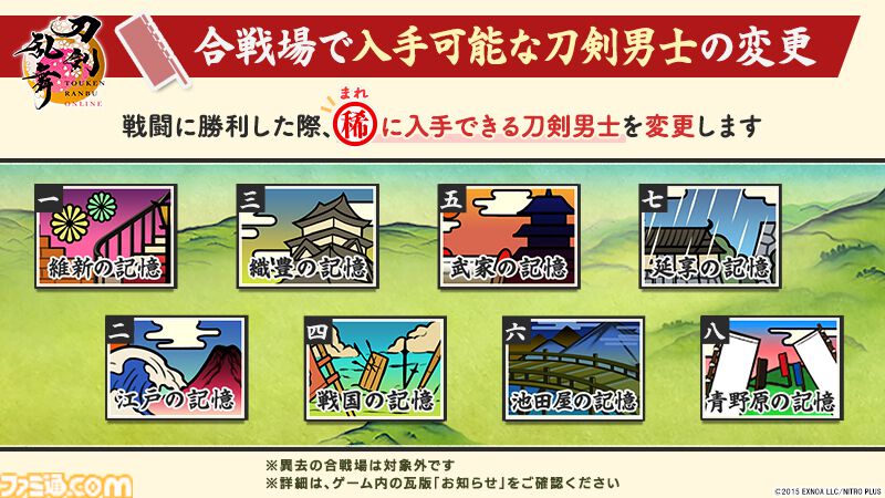 『刀剣乱舞オンライン』鍛刀機能がリニューアル、鍛錬所で入手可能な刀剣男士が31振り追加。御伴散歩に着せ替え機能が実装