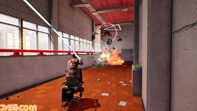『Last Man Sitting』オフィスチェアを乗りこなすサラリーマン爆走アクションが配信開始。ガトリングや刀で爽快無双。PvEはもちろんPvPモードも遊べる