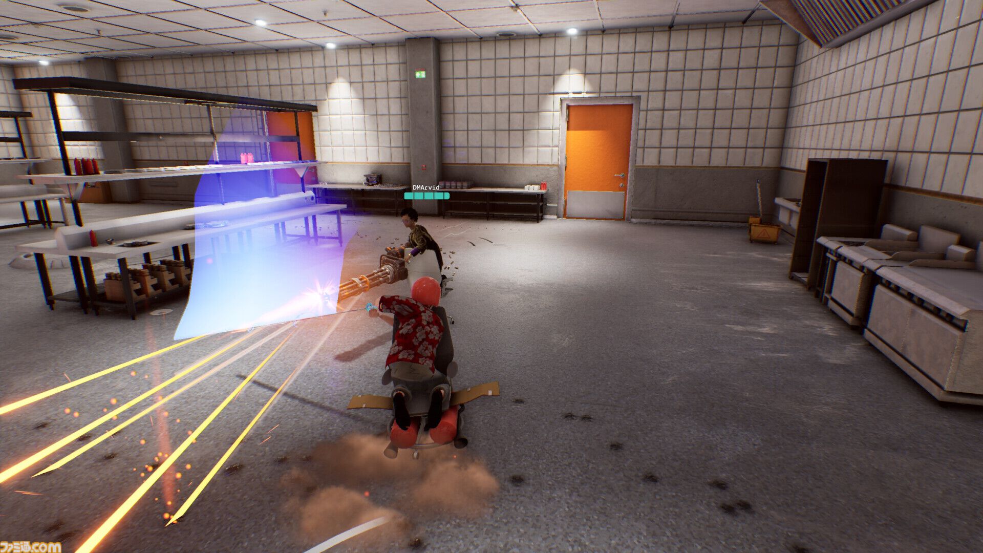 『Last Man Sitting』オフィスチェアを乗りこなすサラリーマン爆走アクションが配信開始。ガトリングや刀で爽快無双。PvEはもちろんPvPモードも遊べる