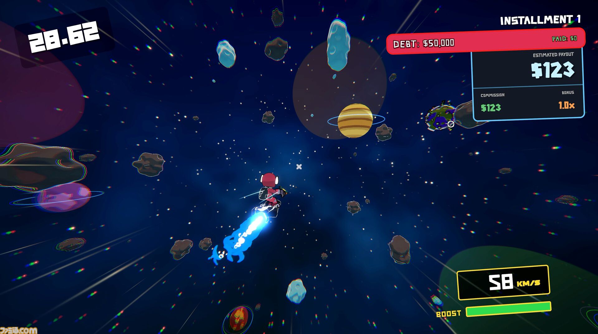『星間爆走便：スペースドリフター』邪魔な小惑星を破壊して加速する運び屋アクションローグライクが本日（4/1）発売。借金を返済し自由を目指せ