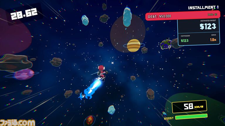 『星間爆走便:スペースドリフター』邪魔な小惑星を破壊して加速する運び屋アクションローグライクが本日(4/1)発売。借金を返済し自由を目指せ