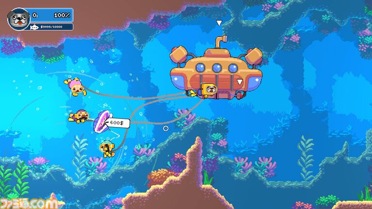 『ソルティドッグ』4人で遊べる物理演算ベースのわちゃわちゃ深海探索アクションがSteamストアページ公開。犬のダイバーになって、潜水艦に乗り込んでお宝を探そう