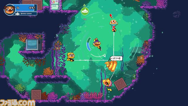 『ソルティドッグ』4人で遊べる物理演算ベースのわちゃわちゃ深海探索アクションがSteamストアページ公開。犬のダイバーになって、潜水艦に乗り込んでお宝を探そう