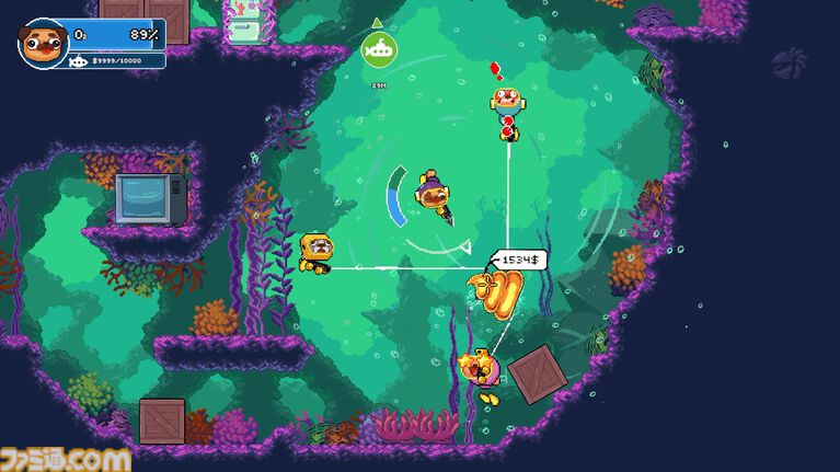 『ソルティドッグ』4人で遊べる物理演算ベースのわちゃわちゃ深海探索アクションがSteamストアページ公開。犬のダイバーになって、潜水艦に乗り込んでお宝を探そう