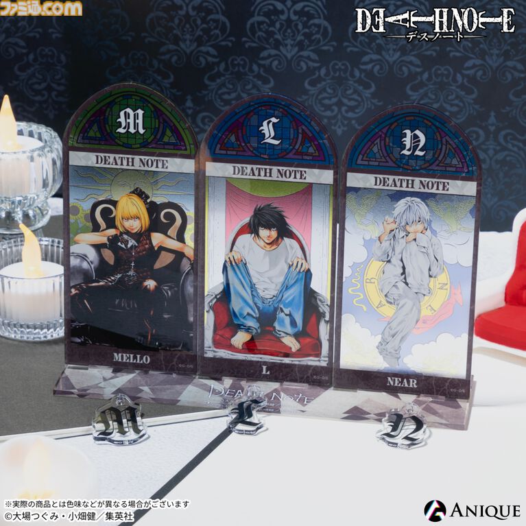 『デスノート』タロットカード風ジオラマアクリルステンド、証明写真風ブロマイドなどが登場。4月30日より順次開催となるホップアップショップで発売