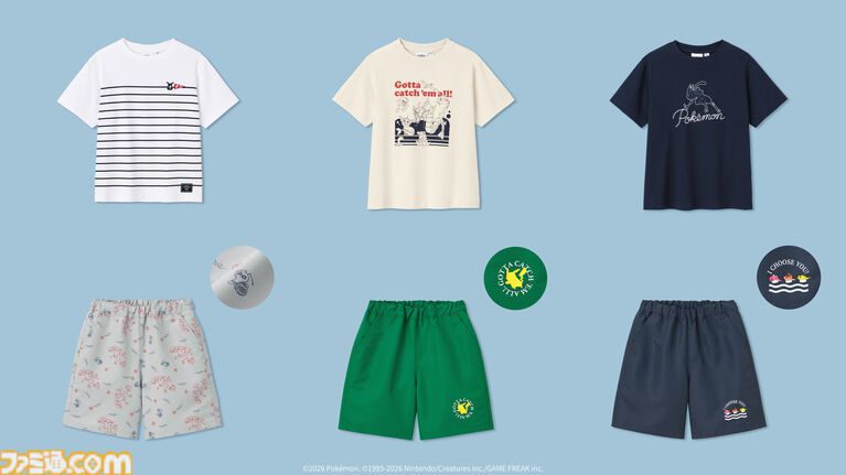 『ポケモン』“夏の海”テーマのアパレルがGUで5月22日より発売。Tシャツ&ハーフパンツで親子いっしょに楽しめるマリンルックに