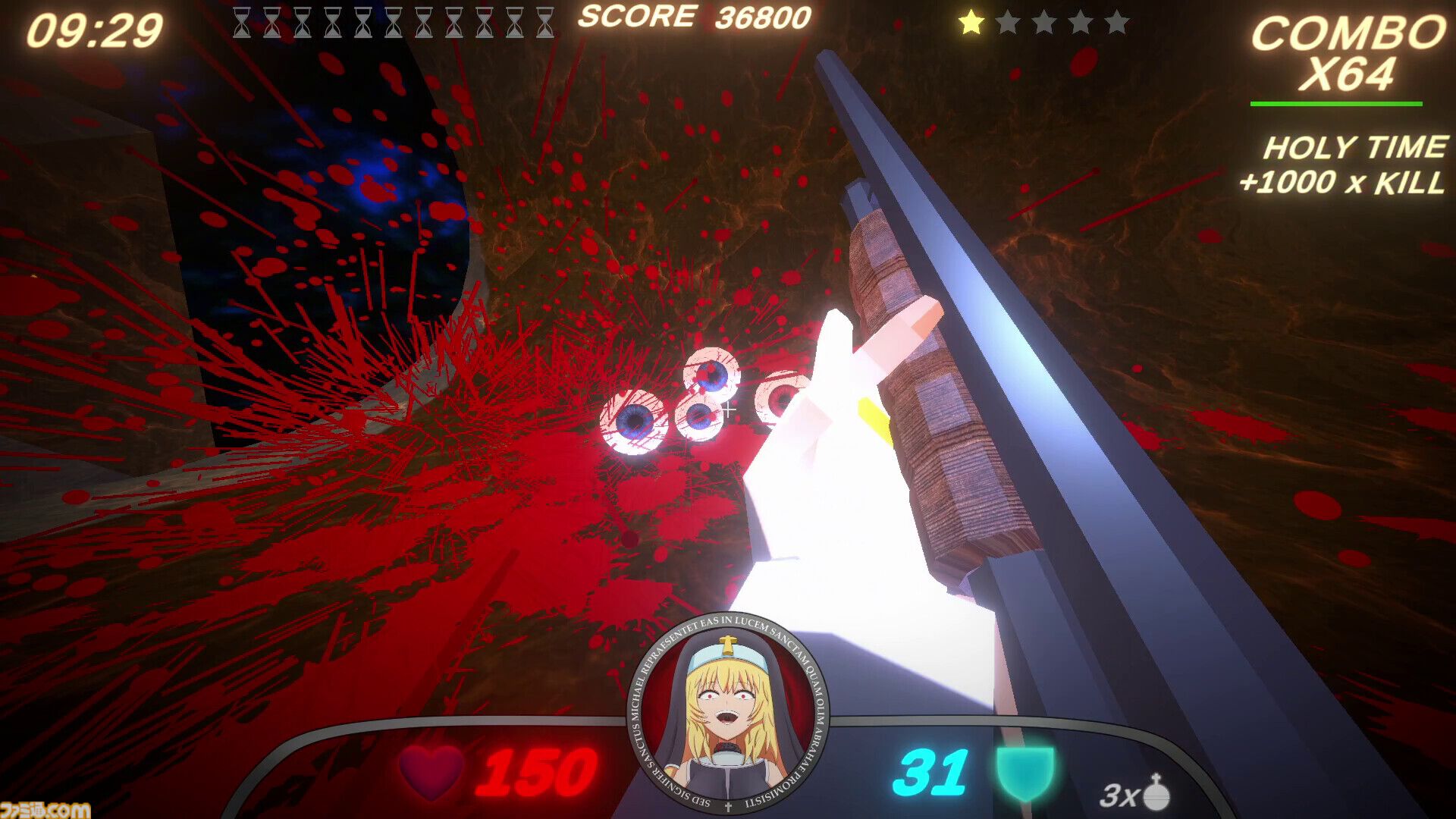 『Guns and Nuns: Storming Hell』シスターが高笑いしながら重火器をぶっ放す。地獄に乗り込み、ショットガンや火炎放射器で悪魔を蹴散らす爽快FPS