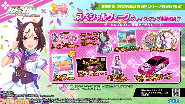 『頭文字D THE ARCADE』×『ウマ娘』のコラボアバターはインパクト大。コラボイベントが明日（4/9）から開催。ステッカーやBGM『うまぴょい伝説』も登場