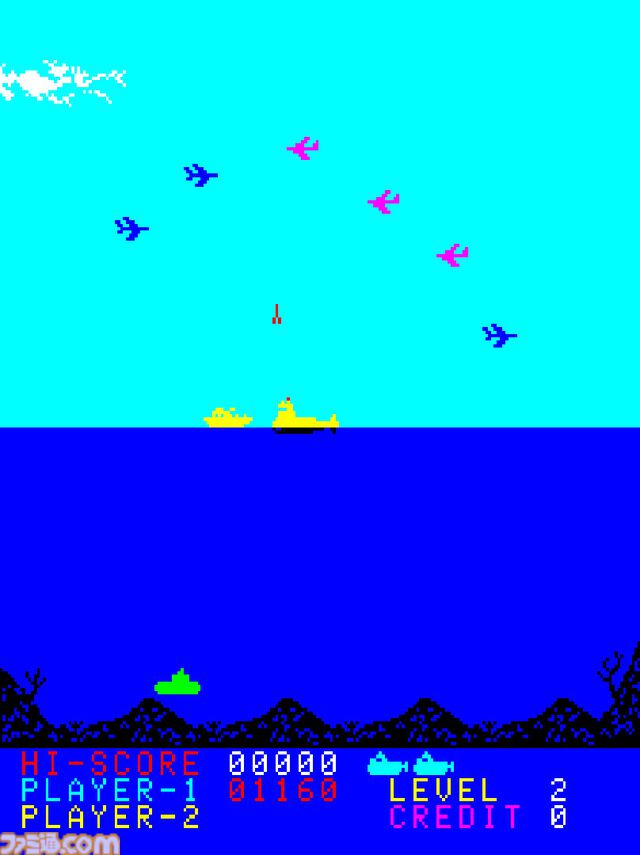 【アケアカ】『ポラリス』4月9日配信。空からの爆撃やフリゲート艦、浮遊機雷を潜水艦で迎え撃つタイトーのシューティングゲーム