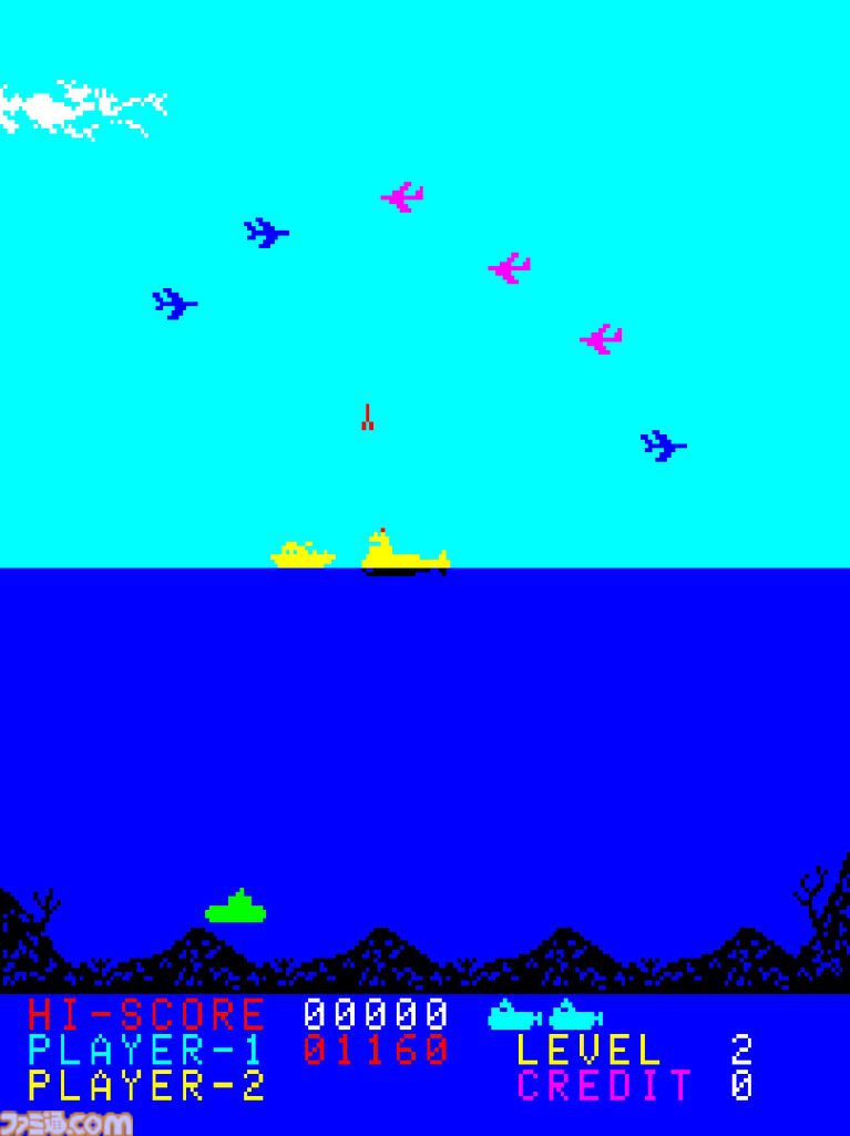 【アケアカ】『ポラリス』4月9日配信。空からの爆撃やフリゲート艦、浮遊機雷を潜水艦で迎え撃つタイトーのシューティングゲーム