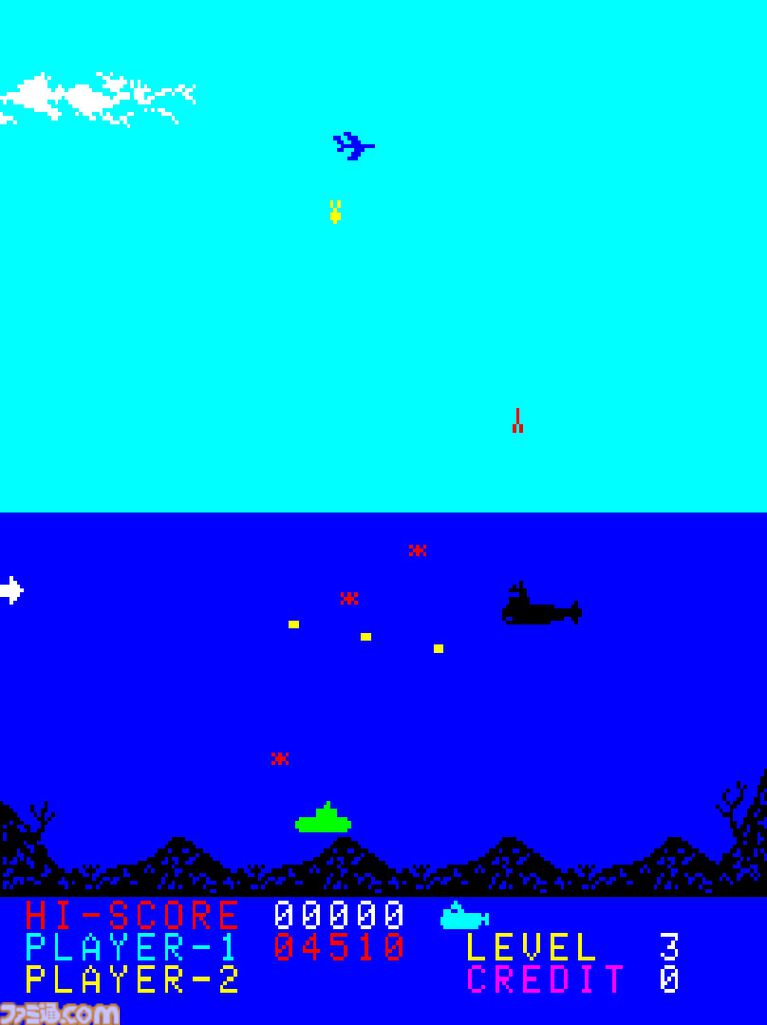 【アケアカ】『ポラリス』4月9日配信。空からの爆撃やフリゲート艦、浮遊機雷を潜水艦で迎え撃つタイトーのシューティングゲーム