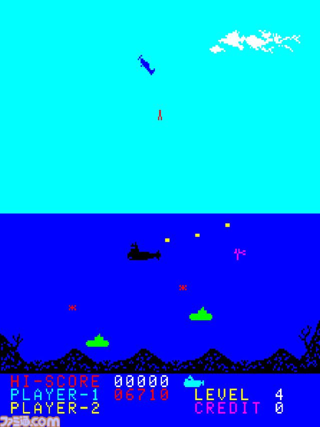 【アケアカ】『ポラリス』4月9日配信。空からの爆撃やフリゲート艦、浮遊機雷を潜水艦で迎え撃つタイトーのシューティングゲーム