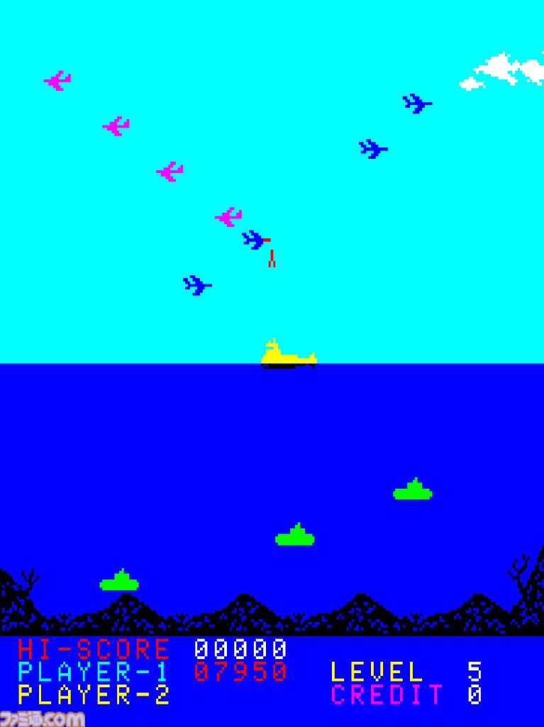 【アケアカ】『ポラリス』4月9日配信。空からの爆撃やフリゲート艦、浮遊機雷を潜水艦で迎え撃つタイトーのシューティングゲーム