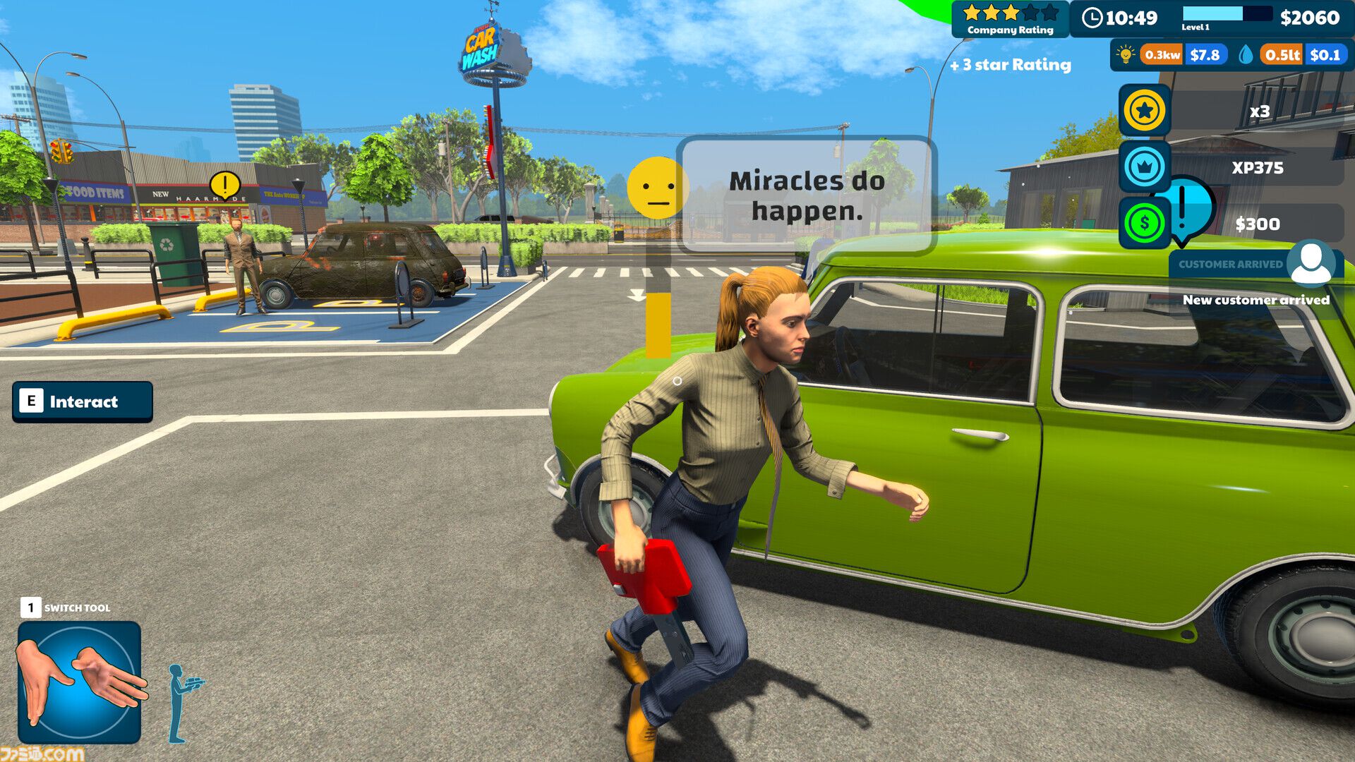 『Express Car Wash Simulator』高圧洗浄機で汚れを落とす洗車シミュレーター。濃密な泡とカラフルな洗剤でピカピカに仕上げる爽快感