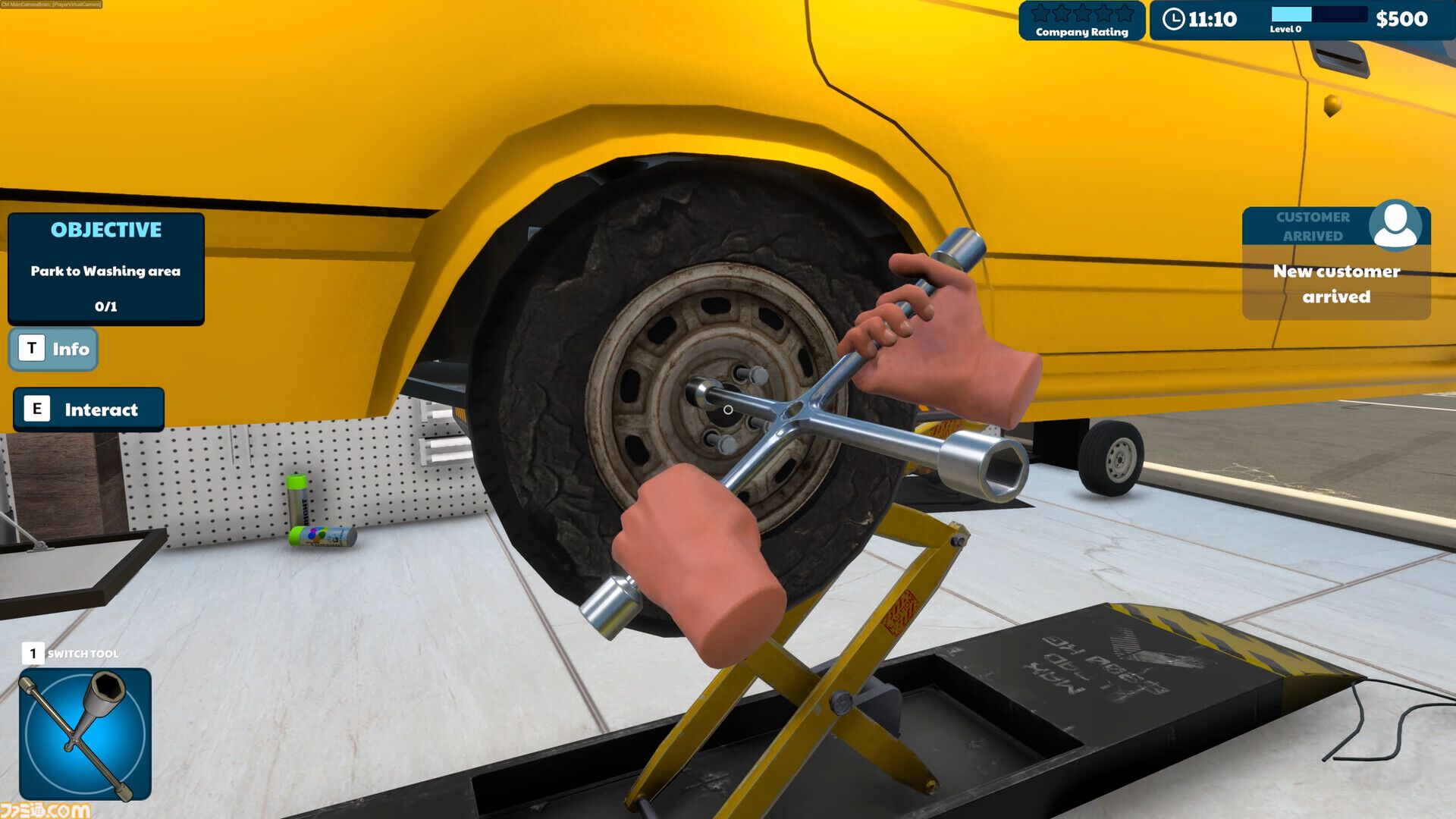 『Express Car Wash Simulator』高圧洗浄機で汚れを落とす洗車シミュレーター。濃密な泡とカラフルな洗剤でピカピカに仕上げる爽快感