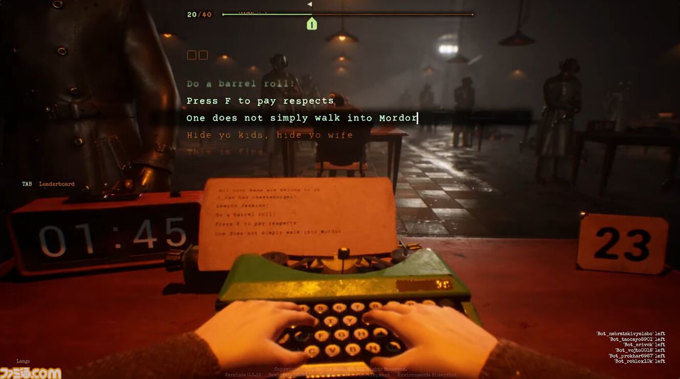 『Final Sentence』タイプミス＝ロシアンルーレットのデスタイピングゲームがSteamにて配信開始。40人のバトロワ、タイマンなど多彩なモード収録