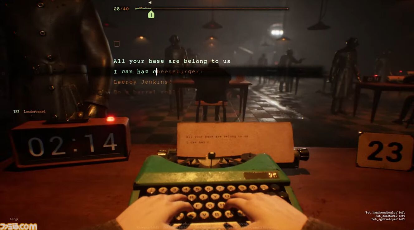 『Final Sentence』タイプミス＝ロシアンルーレットのデスタイピングゲームがSteamにて配信開始。40人のバトロワ、タイマンなど多彩なモード収録