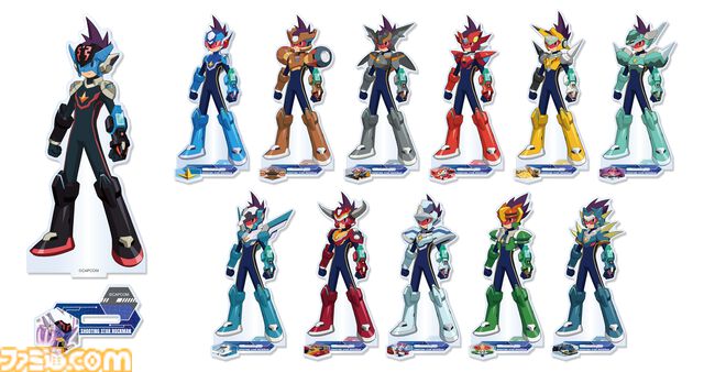 『流星のロックマン』ノイズチェンジ姿のアクスタ、ブラックエース&レッドジョーカーのシャツが当たる。カプコンオンラインくじが発売