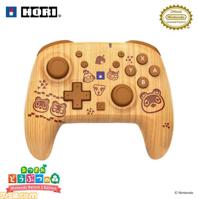 『あつ森』たぬきちやしずえをあしらったSwitch2コントローラーがホリより登場。木目調の温かみのあるデザイン。ポーチやヘッドセットも展開