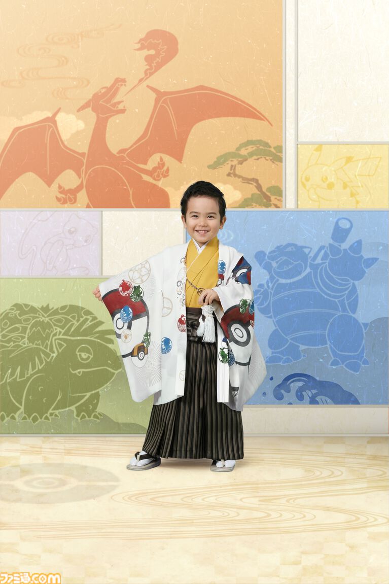 『ポケモン』スタジオアリスの新作和装がかわいい。イーブイの一つ身はフードと大きな尻尾がついた着ぐるみ風デザイン