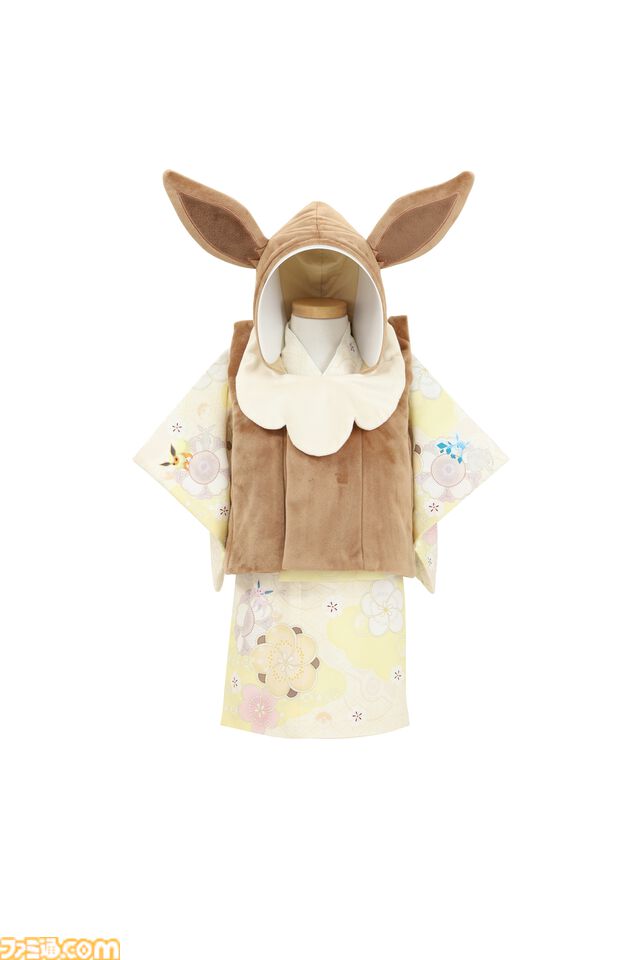 『ポケモン』スタジオアリスの新作和装がかわいい。イーブイの一つ身はフードと大きな尻尾がついた着ぐるみ風デザイン