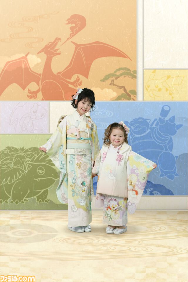 『ポケモン』スタジオアリスの新作和装がかわいい。イーブイの一つ身はフードと大きな尻尾がついた着ぐるみ風デザイン