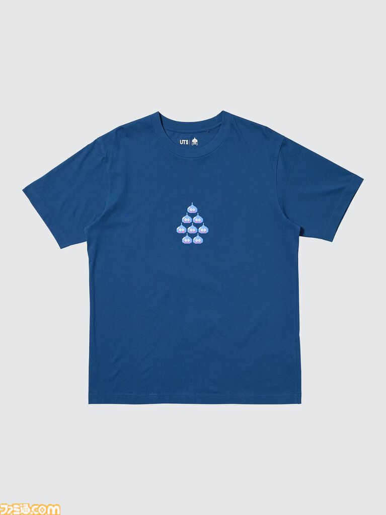 『ドラクエ』ユニクロUTが4月29日発売。いまにも合体しそうなスライム8匹、合体後のキングスライムをドット絵で再現したデザインがかわいい