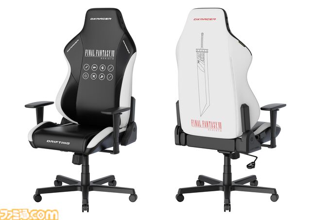 『FF7 リバース』コラボゲーミングチェアがDXRacerから登場。クールなモノトーン、背面にはバスターソードを飾る