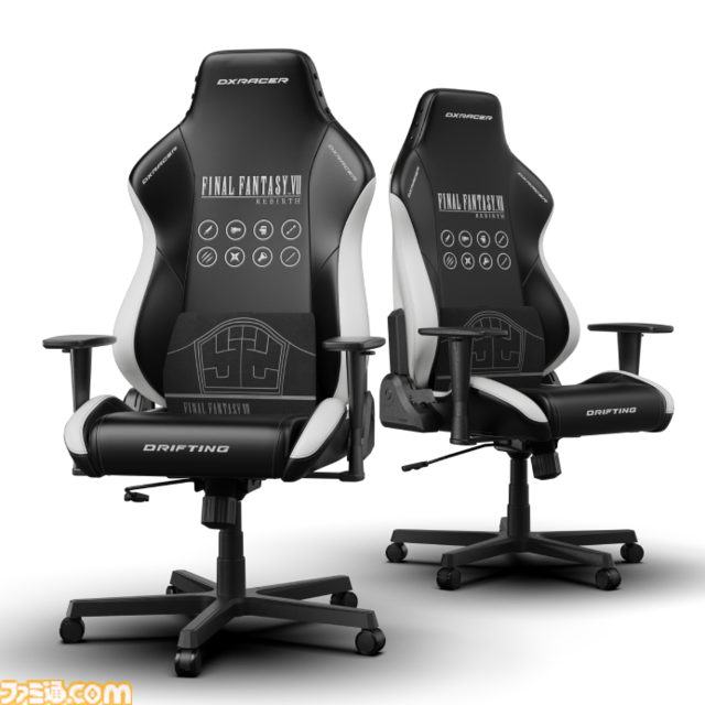 『FF7 リバース』コラボゲーミングチェアがDXRacerから登場。クールなモノトーン、背面にはバスターソードを飾る