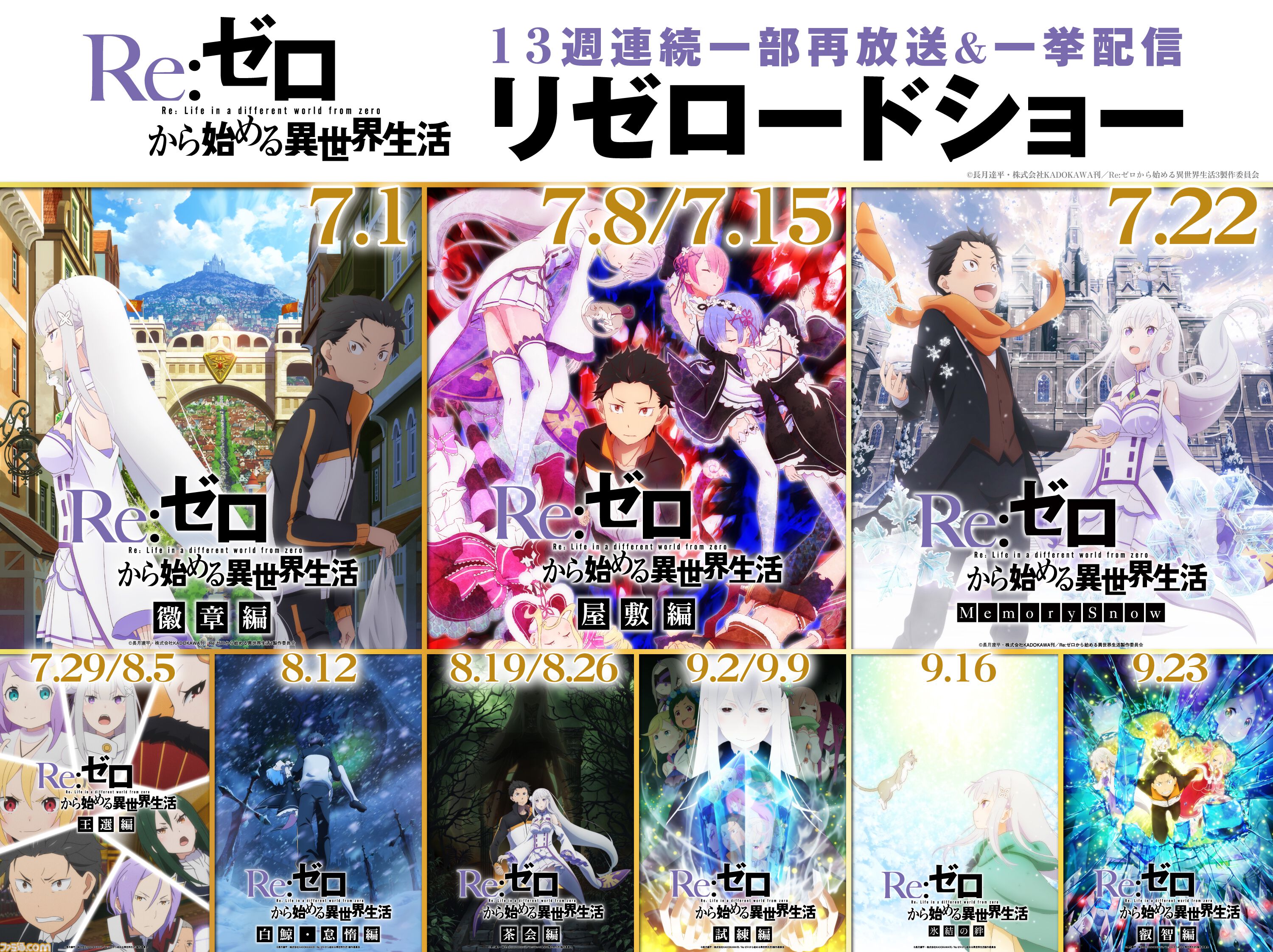 『リゼロ』3期は初回90分スペシャルで10月放送、8/30より全国劇場で先行上映も実施。大罪司教の憤怒担当シリウスは安済知佳が演じる