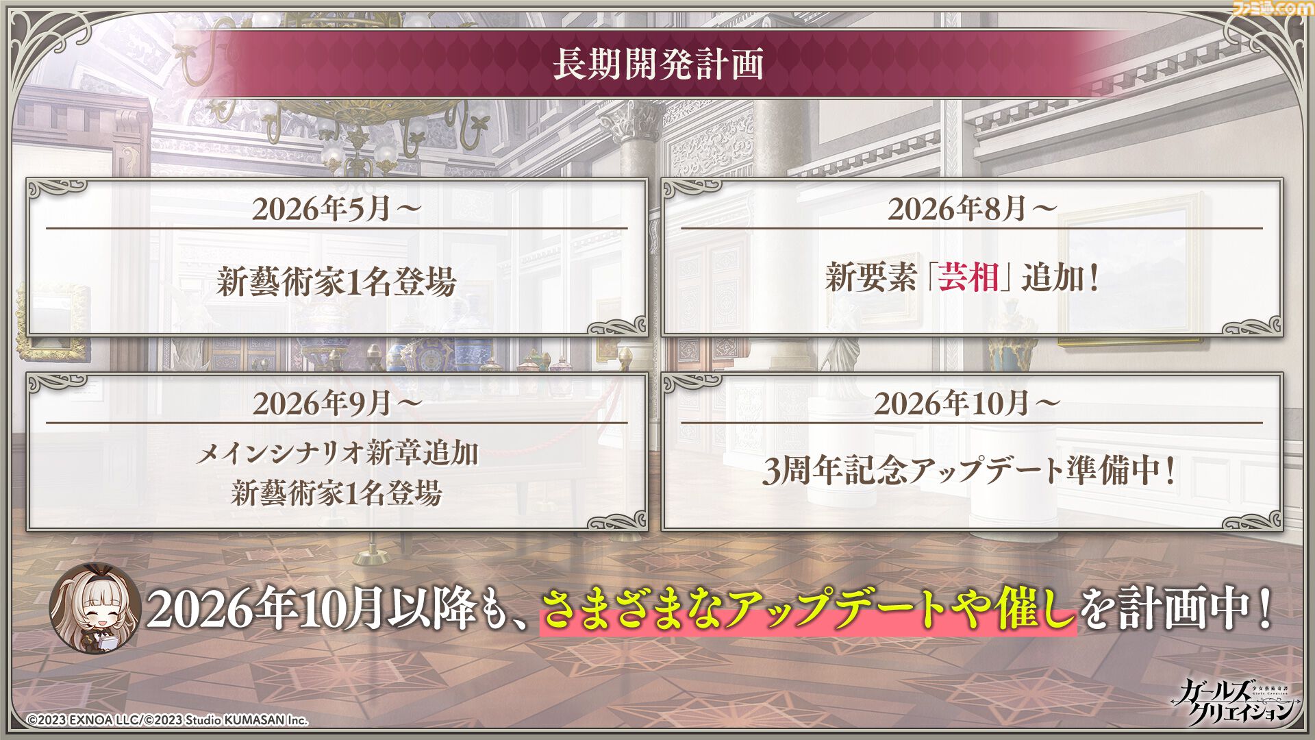 『ガールズクリエイション』工房で創作可能な★5イマージュが14種追加、スタイルごとのパッシブ能力実装、10月までのアプデ予定も公開。2.5周年生放送まとめ