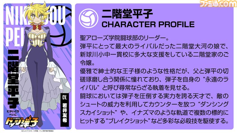 アニメ『ドッジ弾子』二階堂平子役は若井友希に決定。弾平のライバルだった大河の娘。EDテーマはi☆Risが担当
