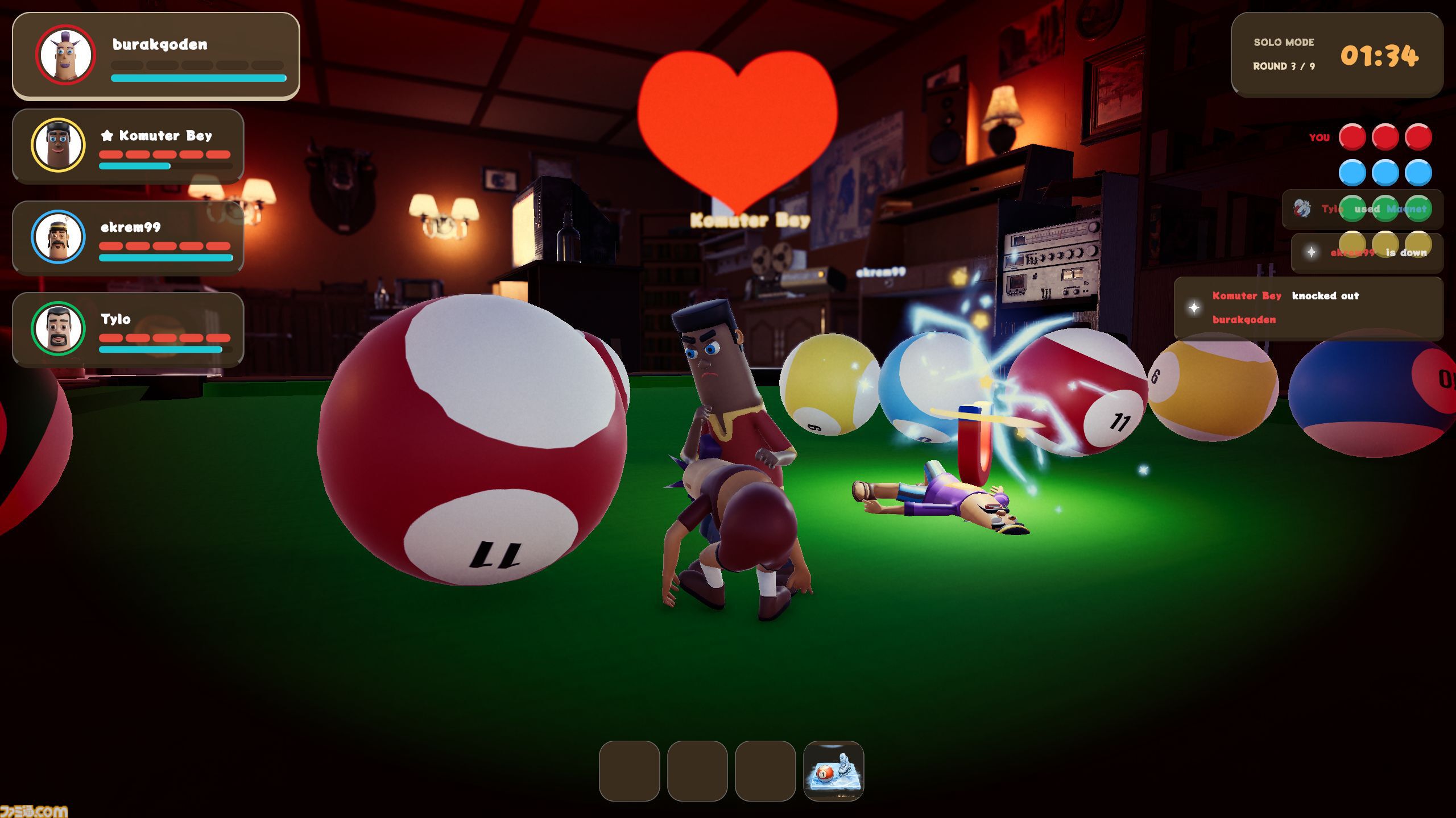 『BAIT BALL PARTY』順番無視の妨害ありビリヤード。最大6人で遊べるわちゃわちゃパーティーゲームのSteamストアページがオープン