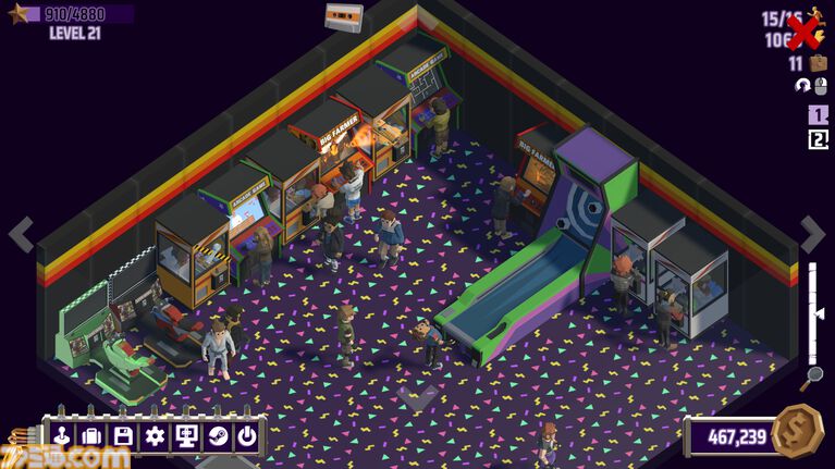 『放置ゲームセンター Corner Arcade』ゲームセンターを経営する放置系ゲームのプレイテストがSteamにて開催。自由なレイアウトで懐かしのカオスなゲーセンも作れる