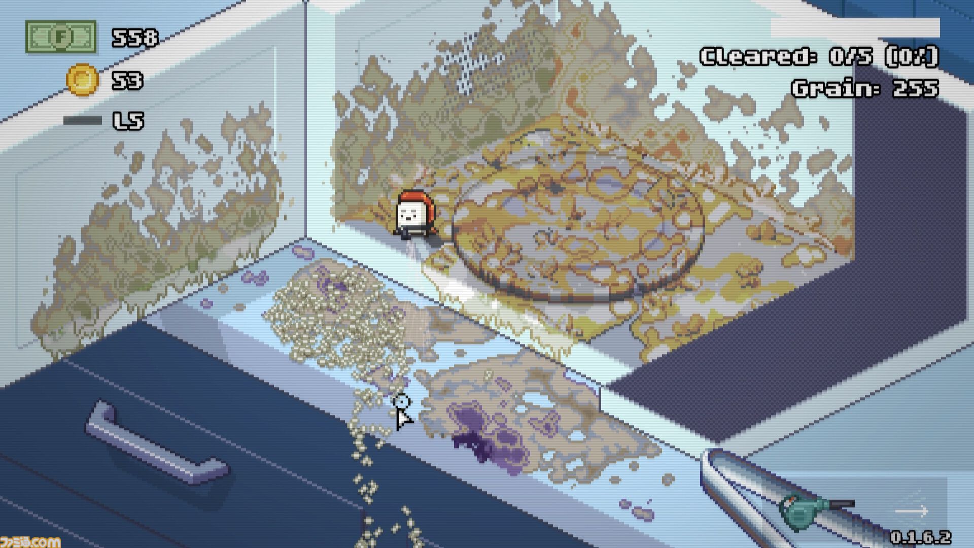 『モルドワッシャー』冷蔵庫やキッチン周りの汚れを一掃する2Dお掃除ゲーム。主人公はなぜか寿司。ビットサミット パンチに試遊出展