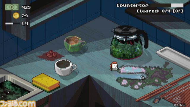 『モルドワッシャー』冷蔵庫やキッチン周りの汚れを一掃する2Dお掃除ゲーム。主人公はなぜか寿司。ビットサミット パンチに試遊出展