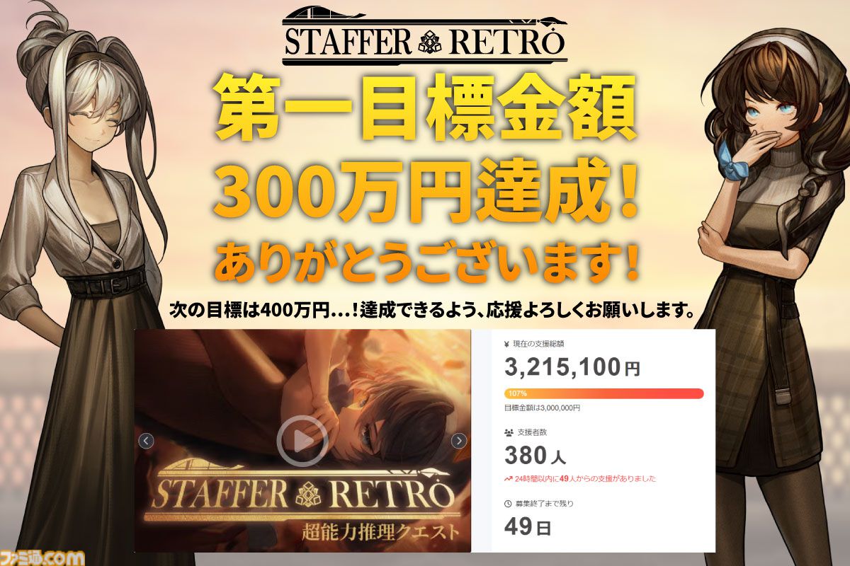 『Staffer Retro: 超能力推理クエスト』日本クラファン初期目標の300万円達成。『Staffer Case』開発による新作推理アドベンチャー