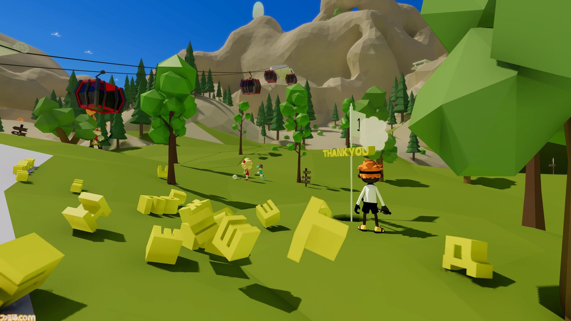『ヨーデルゴルフ』会話がリアルタイムで3D文字として出現するオープンワールドゴルフゲームが発表。ひとつのボールを共有してカップインを目指す。ビットサミットにも出展