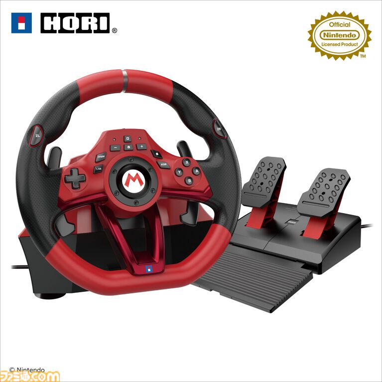 『マリオカート』仕様のステアリング型コントローラー2種がホリより発売。DX版はステアリング直径28センチでデッドゾーン調整機能付き