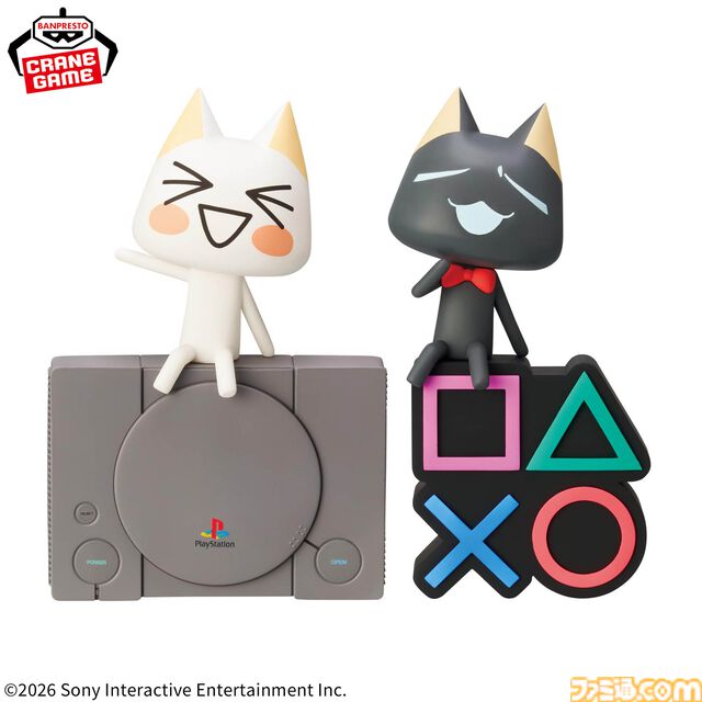 『サルゲッチュ』ピポサル、『どこでもいっしょ』トロとクロのモニタートップフィギュアがプライズに登場。初代プレステやボタンマークの台座も付属。
