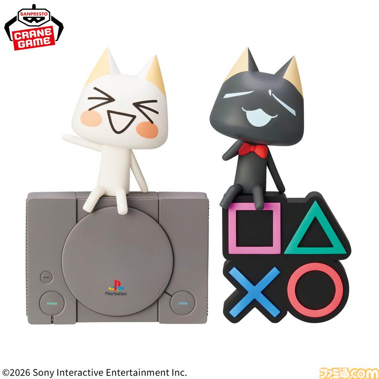 『サルゲッチュ』ピポサル、『どこでもいっしょ』トロとクロのモニタートップフィギュアがプライズに登場。初代プレステやボタンマークの台座も付属。