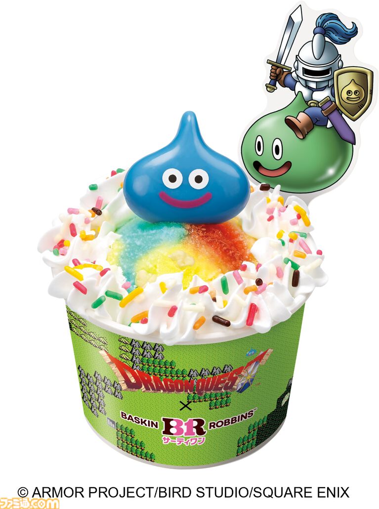 【ドラクエ】サーティワンにポッピングシャワースライムがあらわれた! 40周年を迎える『ドラゴンクエスト』のお祝いアイスセットが登場。6月1日よりコラボが開催